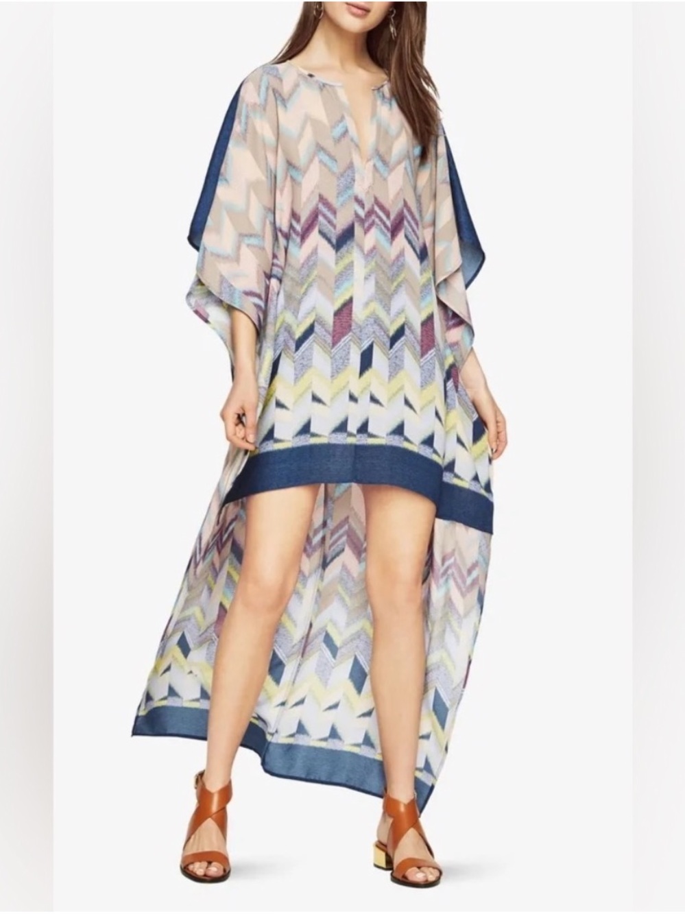 BCBG MAXAZRIA Ikat Chevron
Border Print Dress Kaftan
Sleeve Missoni beach